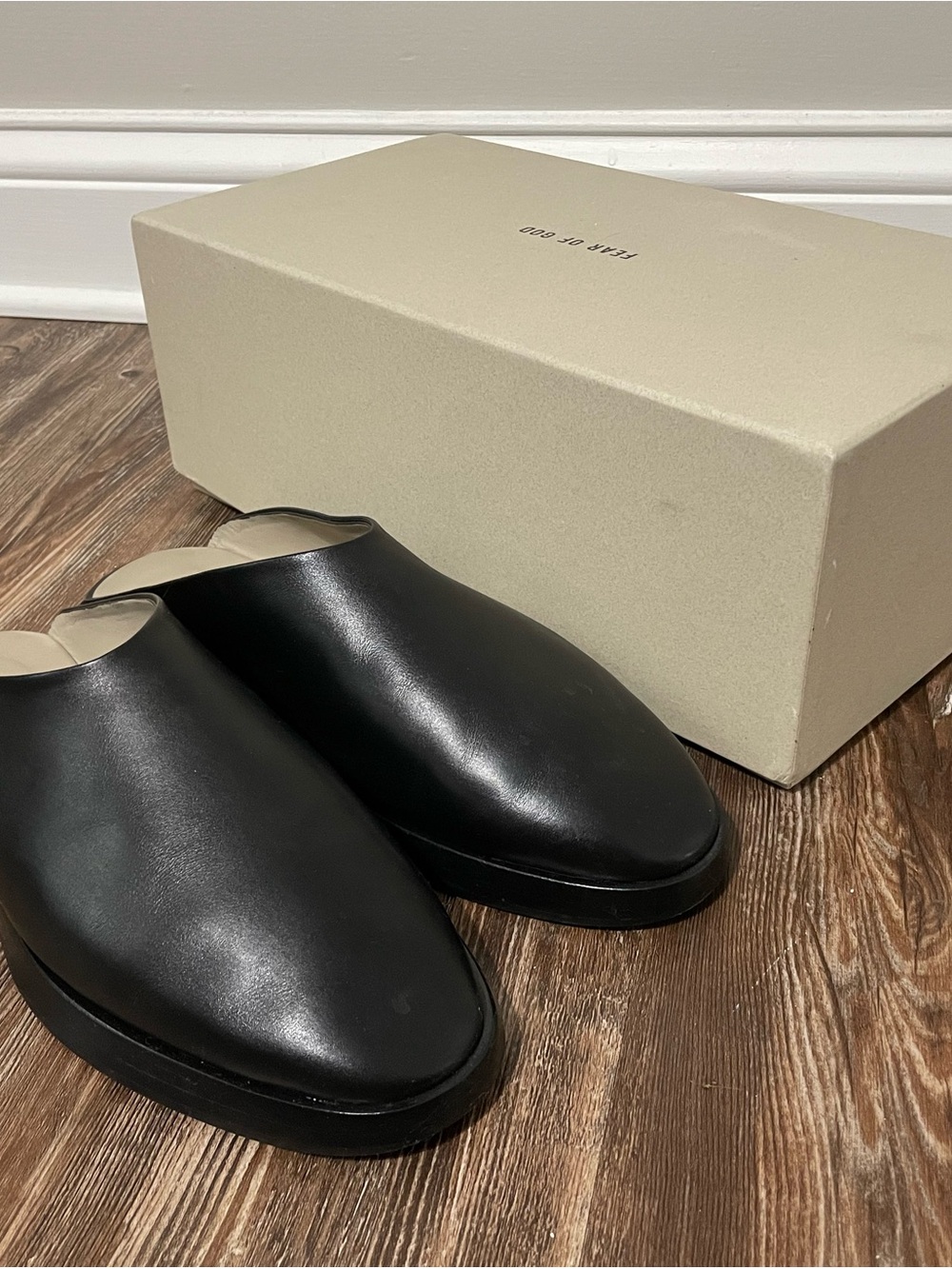 Fear of God Mainline Men's Backless Leather Mule Black 42 9.5 Slides